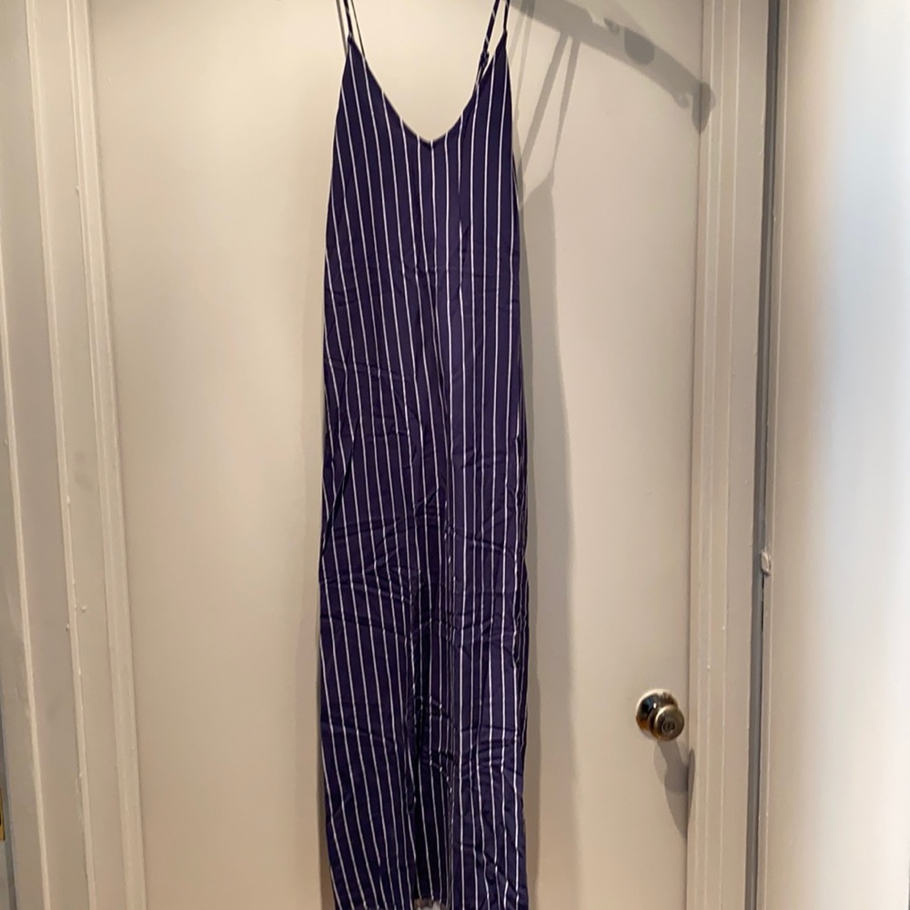 Navy with white stripe long dress